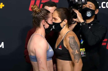 VEJA O VÍDEO: Brasileira e Inglesa  fazem encarada tensa na pesagem do UFC. 