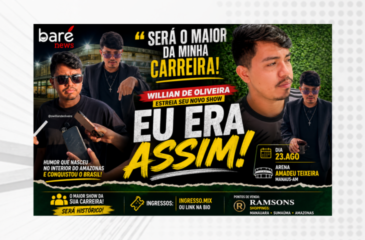 “SERÁ HISTÓRICO!”: Willian de Oliveira anuncia o maior show da sua carreira em Manaus e promete lotar a Arena Amadeu Teixeira “SERÁ HISTÓRICO!”: Willian de Oliveira anuncia o maior show da sua carreira em Manaus e promete lotar a Arena Amadeu Teixeira